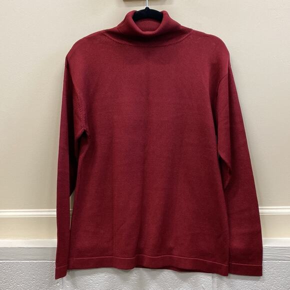 Saks Fifth Avenue The Works red silk turtleneck sweater top - Picture 1 of 5